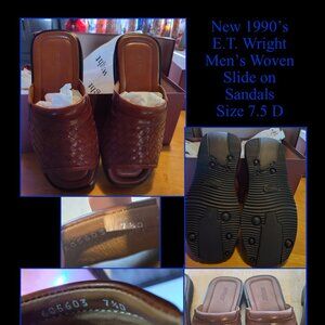 Men’s brown woven leather sandals by E.T. Wright; size 7.5D. Ships Free